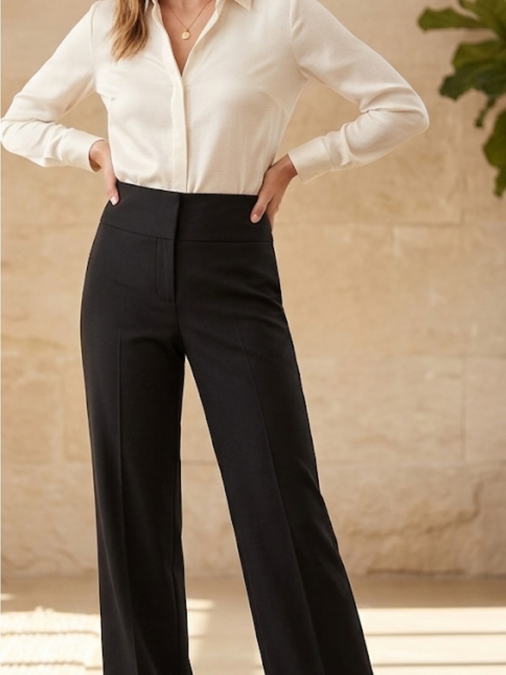 Massimo Dutti Woman Black High-Rise Tuxedo Wide-Leg Trousers NWOT EU 40 US 8